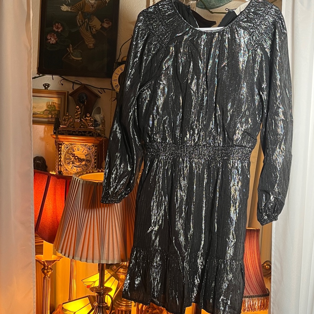 LOFT Elegant Black and Silver Dress size Small